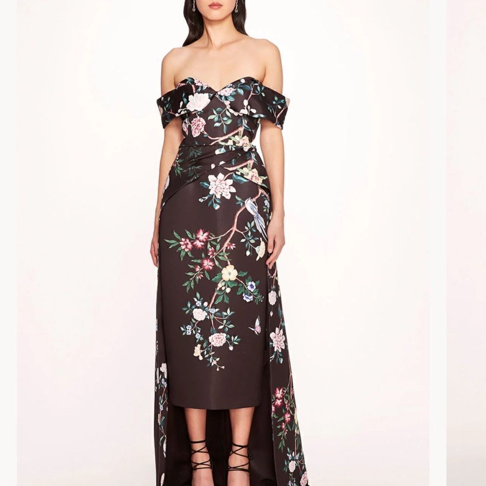 Marchesa Notte Paradise midi gown